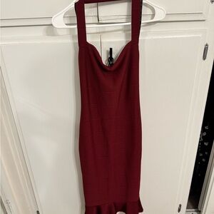 Elegant Burgundy halter Dress